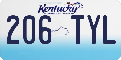 KY license plate 206TYL