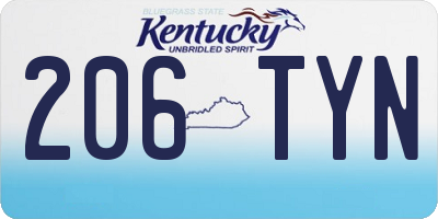 KY license plate 206TYN