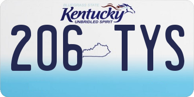 KY license plate 206TYS