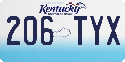 KY license plate 206TYX