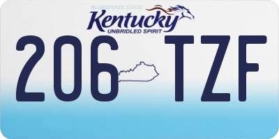 KY license plate 206TZF