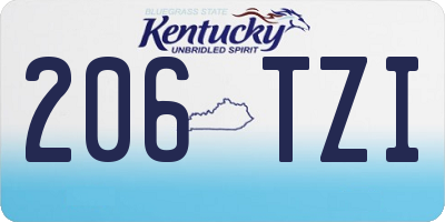 KY license plate 206TZI