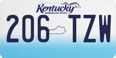 KY license plate 206TZW