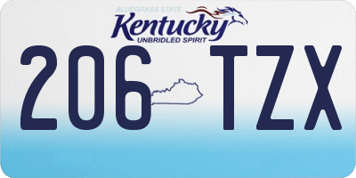 KY license plate 206TZX
