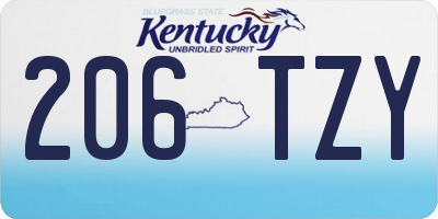 KY license plate 206TZY
