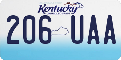 KY license plate 206UAA