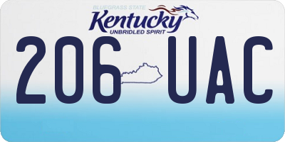 KY license plate 206UAC