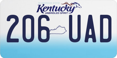 KY license plate 206UAD