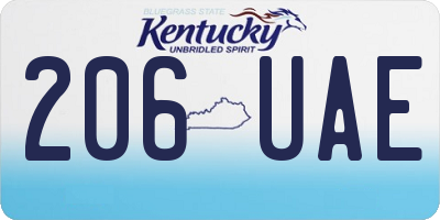 KY license plate 206UAE
