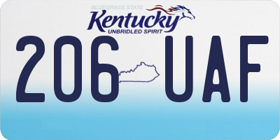 KY license plate 206UAF