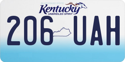 KY license plate 206UAH