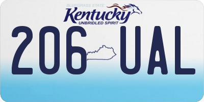 KY license plate 206UAL