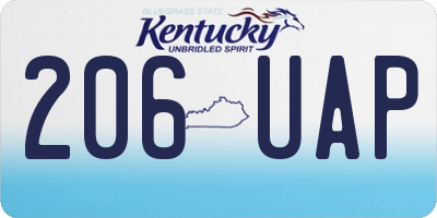 KY license plate 206UAP
