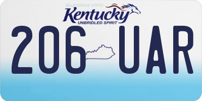 KY license plate 206UAR