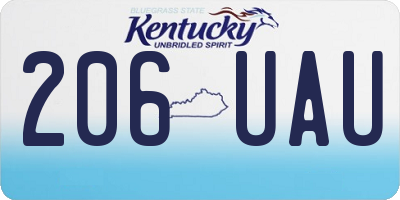 KY license plate 206UAU