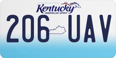 KY license plate 206UAV