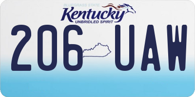 KY license plate 206UAW