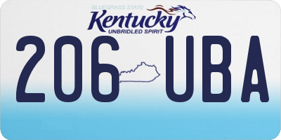 KY license plate 206UBA