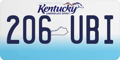 KY license plate 206UBI