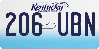 KY license plate 206UBN