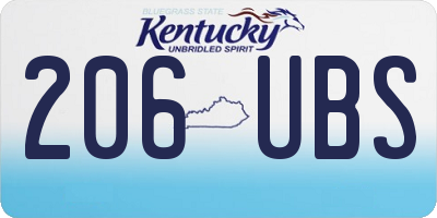 KY license plate 206UBS