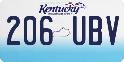 KY license plate 206UBV