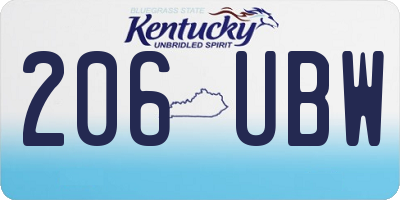 KY license plate 206UBW