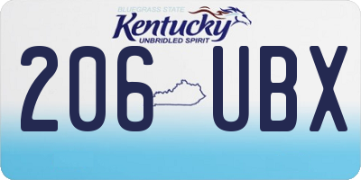 KY license plate 206UBX