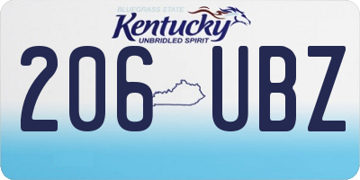 KY license plate 206UBZ