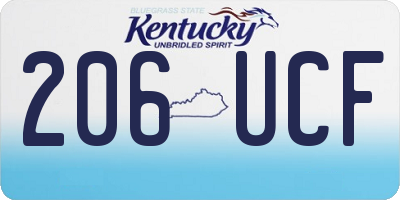 KY license plate 206UCF