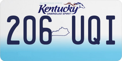 KY license plate 206UQI