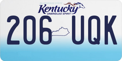 KY license plate 206UQK