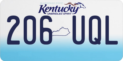 KY license plate 206UQL