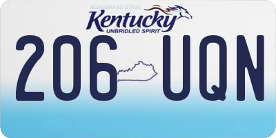 KY license plate 206UQN