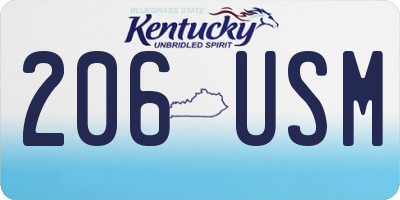 KY license plate 206USM