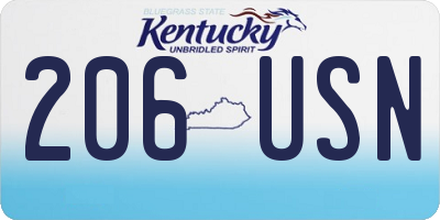 KY license plate 206USN