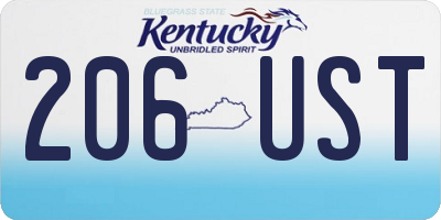 KY license plate 206UST