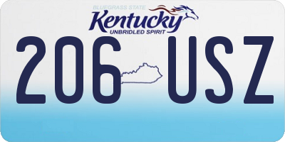 KY license plate 206USZ