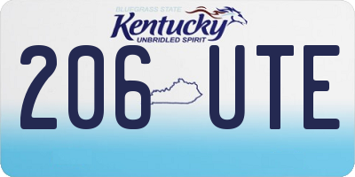 KY license plate 206UTE
