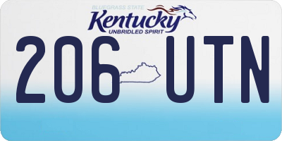 KY license plate 206UTN