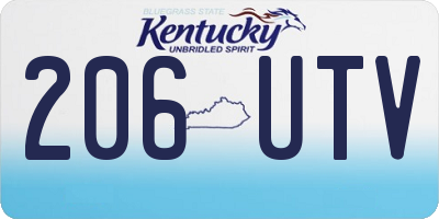 KY license plate 206UTV
