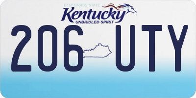 KY license plate 206UTY