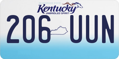KY license plate 206UUN