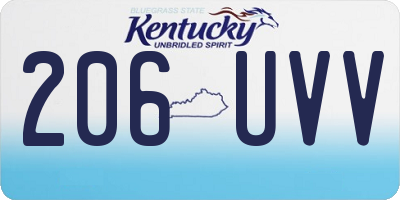 KY license plate 206UVV
