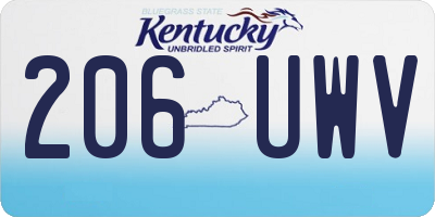 KY license plate 206UWV