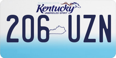 KY license plate 206UZN