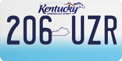 KY license plate 206UZR