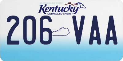 KY license plate 206VAA