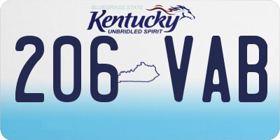 KY license plate 206VAB