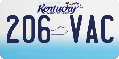 KY license plate 206VAC